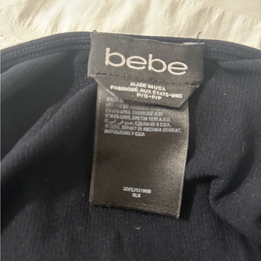 Bebe Elegant Black Top with Rhinestone Logo - Picture 3 of 5
